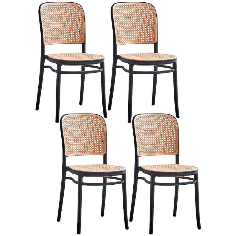 Tropical Style Wicker Dining Chairs Open Back Dining Side Chair for Kitchen