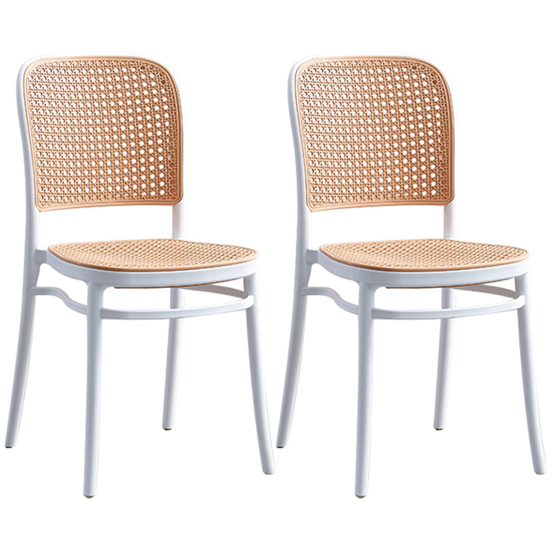 Tropical Style Wicker Dining Chairs Open Back Dining Side Chair for Kitchen
