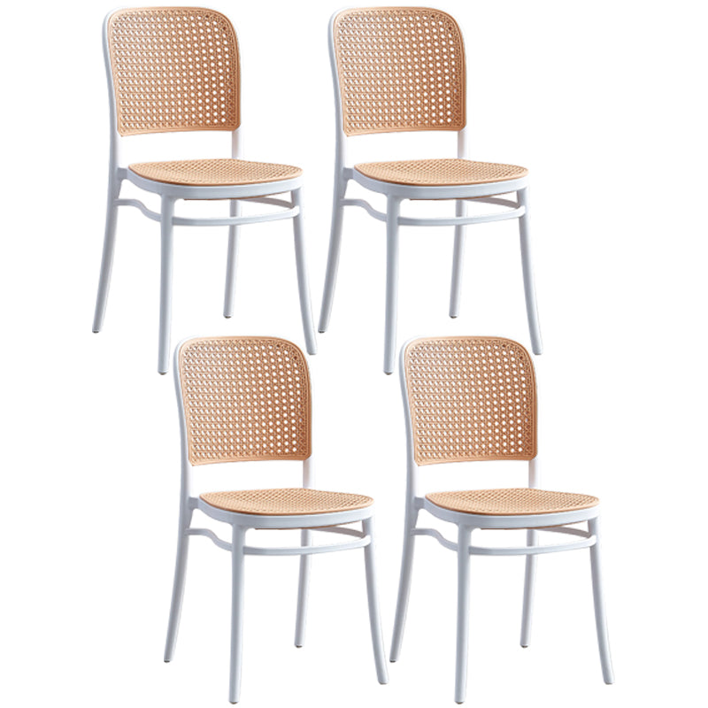 Tropical Style Wicker Dining Chairs Open Back Dining Side Chair for Kitchen