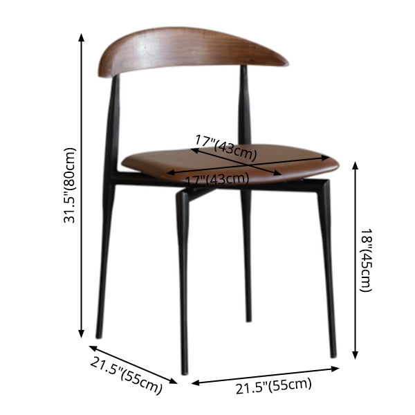 Chaise de salle à manger carrée en métal contemporain ouvert