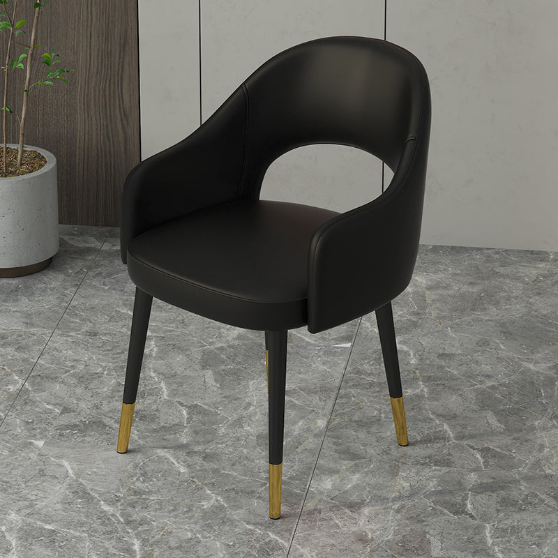 Contemporary Leather Dining Room Chairs Open Back Dining Side Chair for Home Use