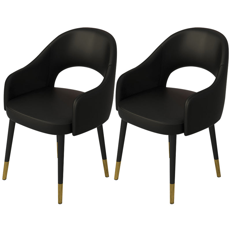 Contemporary Leather Dining Room Chairs Open Back Dining Side Chair for Home Use