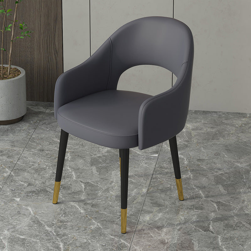 Contemporary Leather Dining Room Chairs Open Back Dining Side Chair for Home Use