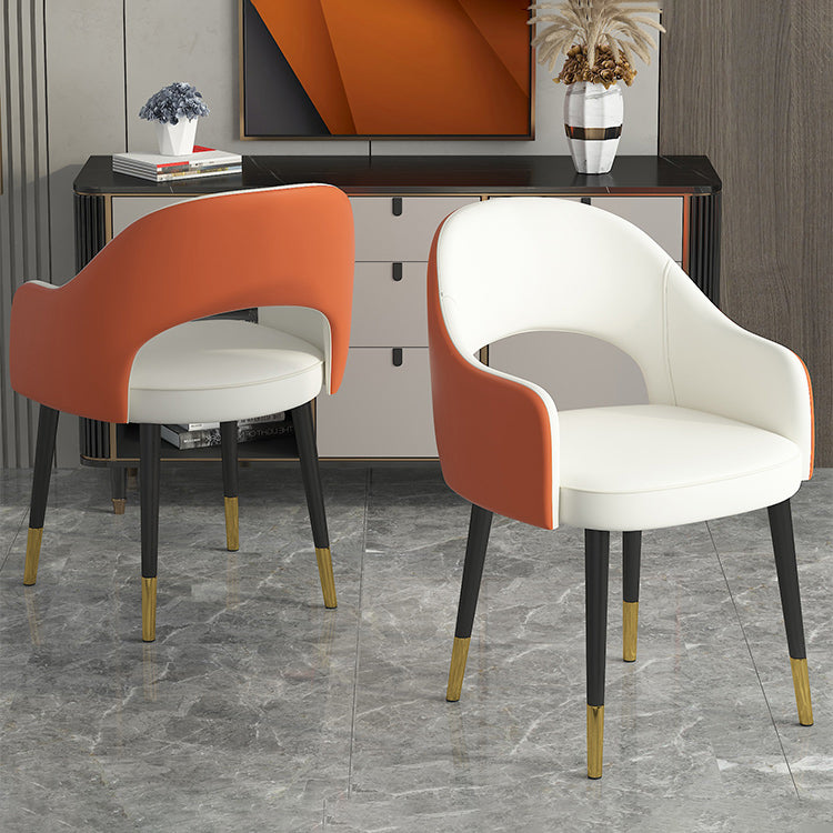 Contemporary Leather Dining Room Chairs Open Back Dining Side Chair for Home Use