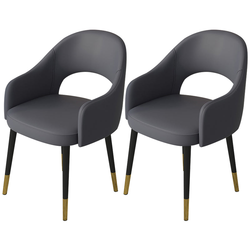 Contemporary Leather Dining Room Chairs Open Back Dining Side Chair for Home Use