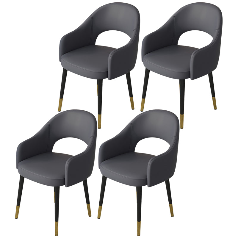 Contemporary Leather Dining Room Chairs Open Back Dining Side Chair for Home Use