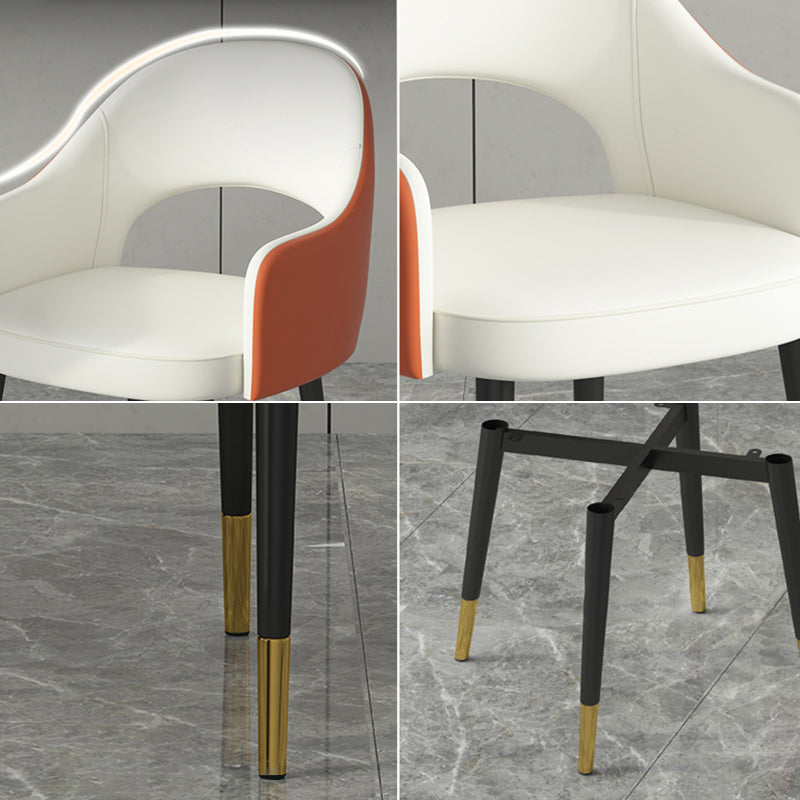 Contemporary Leather Dining Room Chairs Open Back Dining Side Chair for Home Use