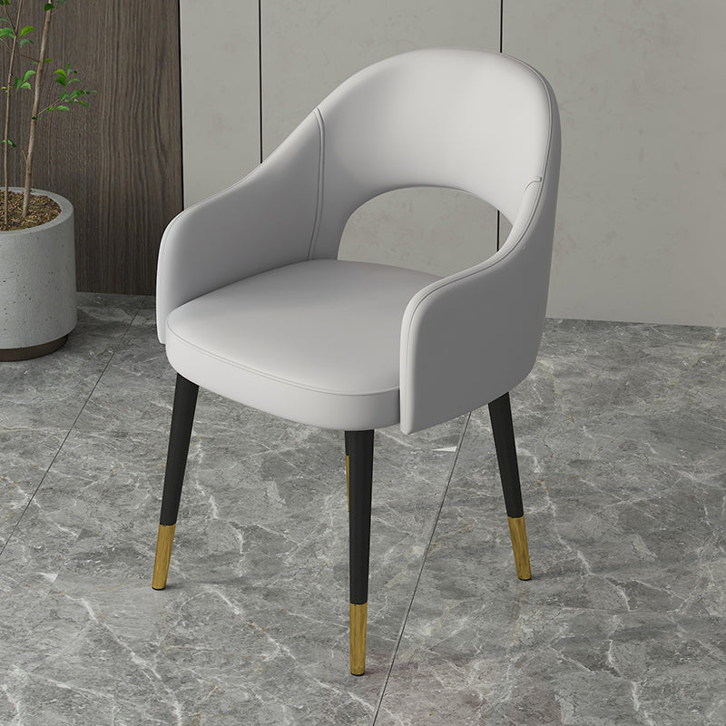 Contemporary Leather Dining Room Chairs Open Back Dining Side Chair for Home Use