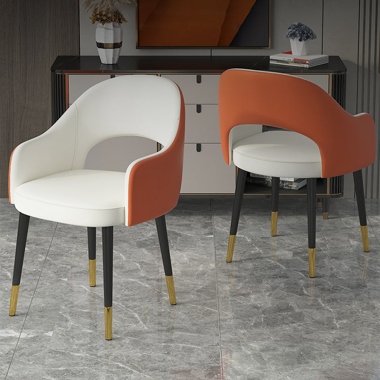 Contemporary Leather Dining Room Chairs Open Back Dining Side Chair for Home Use
