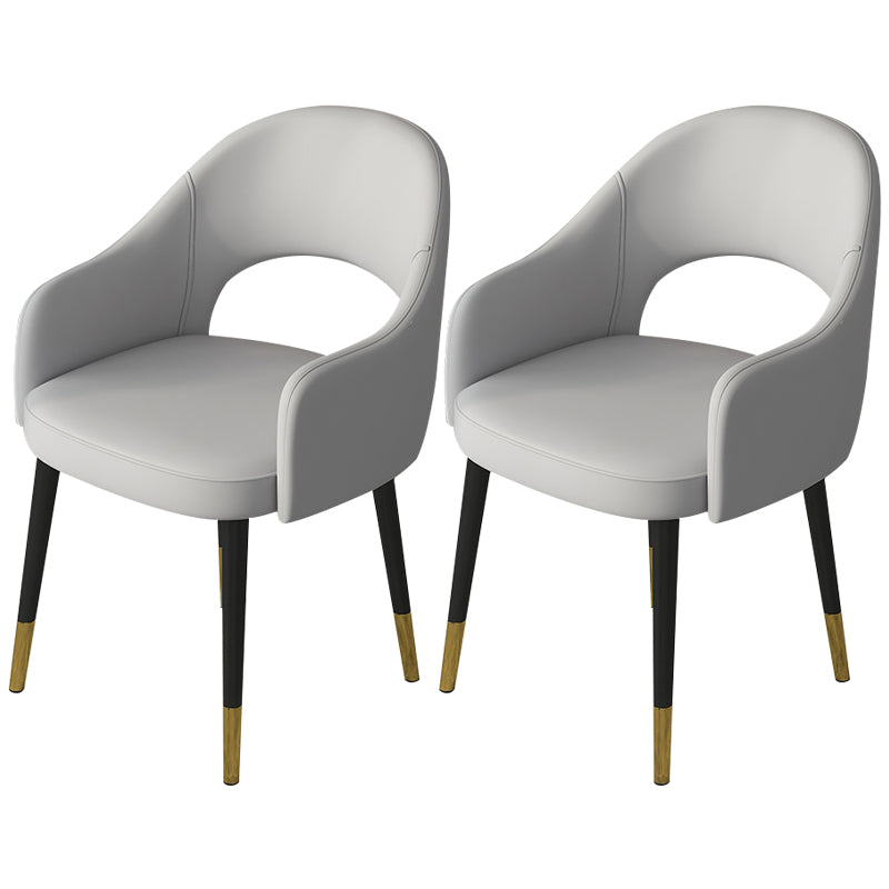 Contemporary Leather Dining Room Chairs Open Back Dining Side Chair for Home Use