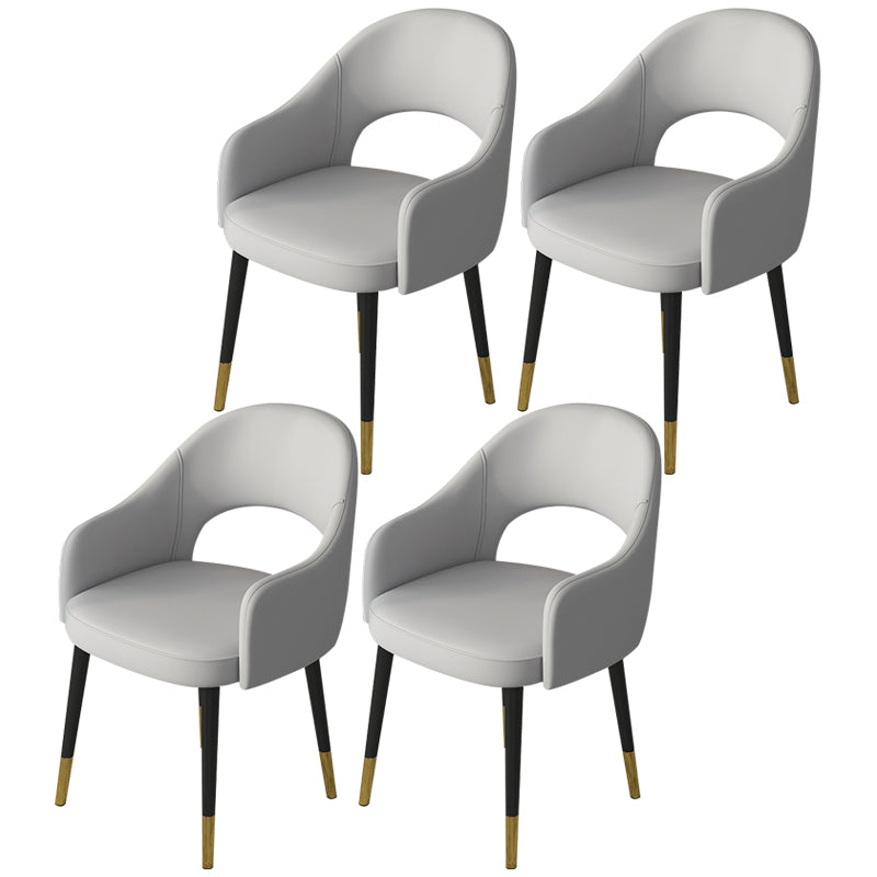 Contemporary Leather Dining Room Chairs Open Back Dining Side Chair for Home Use