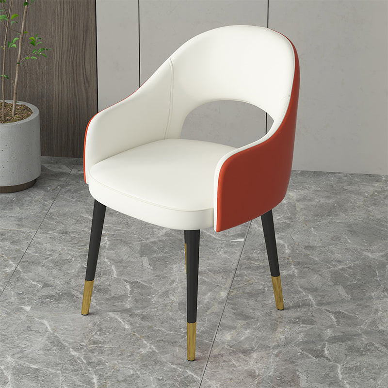 Contemporary Leather Dining Room Chairs Open Back Dining Side Chair for Home Use