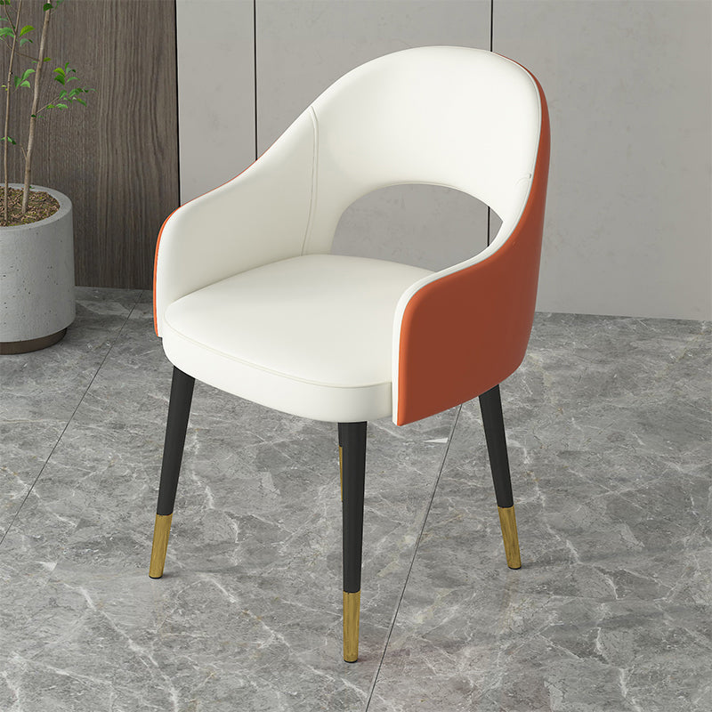 Contemporary Leather Dining Room Chairs Open Back Dining Side Chair for Home Use