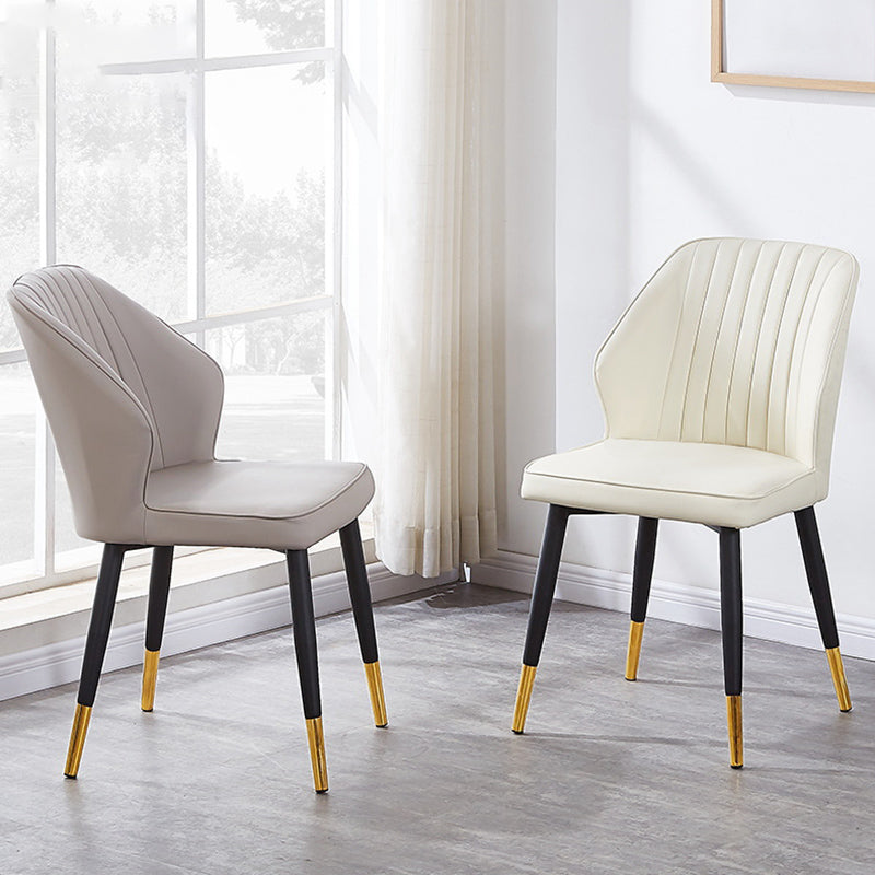Modern Style Dining Side Chair with Metal Legs Armless Chair for Kitchen