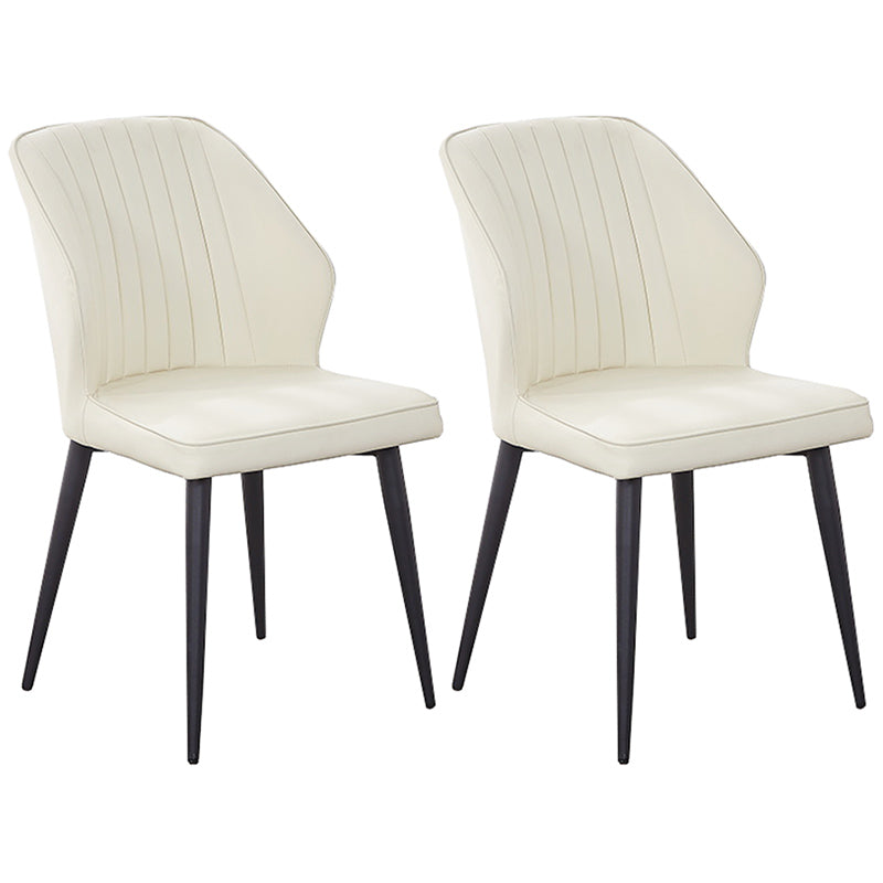 Modern Style Dining Side Chair with Metal Legs Armless Chair for Kitchen