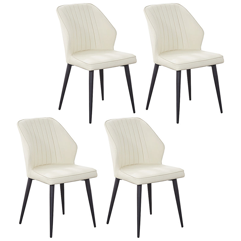 Modern Style Dining Side Chair with Metal Legs Armless Chair for Kitchen