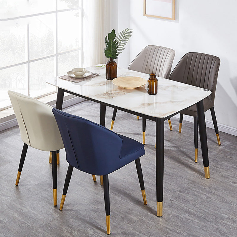Modern Style Dining Side Chair with Metal Legs Armless Chair for Kitchen