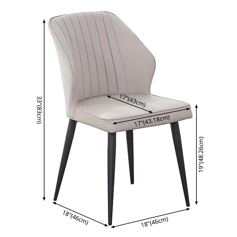 Modern Style Dining Side Chair with Metal Legs Armless Chair for Kitchen