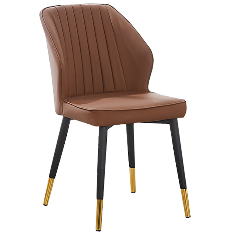 Modern Style Dining Side Chair with Metal Legs Armless Chair for Kitchen