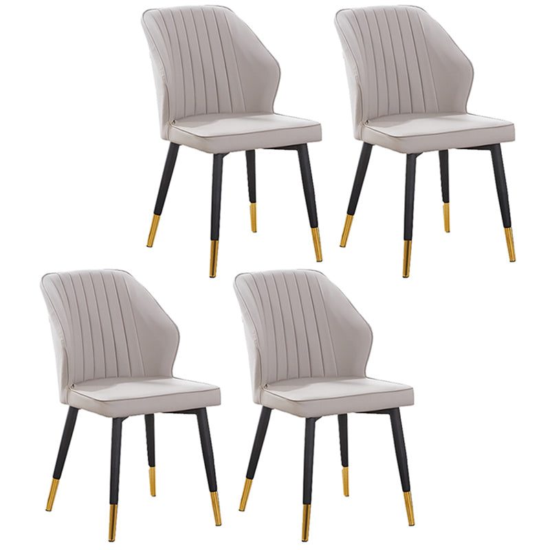 Modern Style Dining Side Chair with Metal Legs Armless Chair for Kitchen