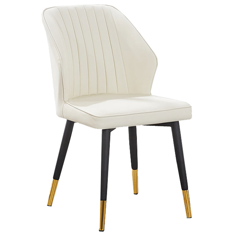 Modern Style Dining Side Chair with Metal Legs Armless Chair for Kitchen