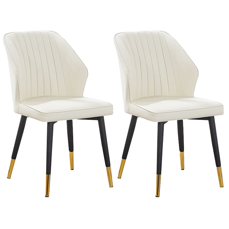 Modern Style Dining Side Chair with Metal Legs Armless Chair for Kitchen