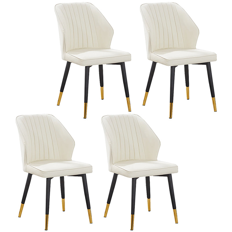 Modern Style Dining Side Chair with Metal Legs Armless Chair for Kitchen