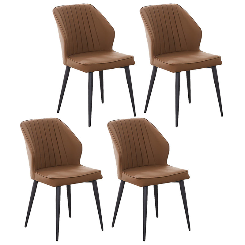 Modern Style Dining Side Chair with Metal Legs Armless Chair for Kitchen