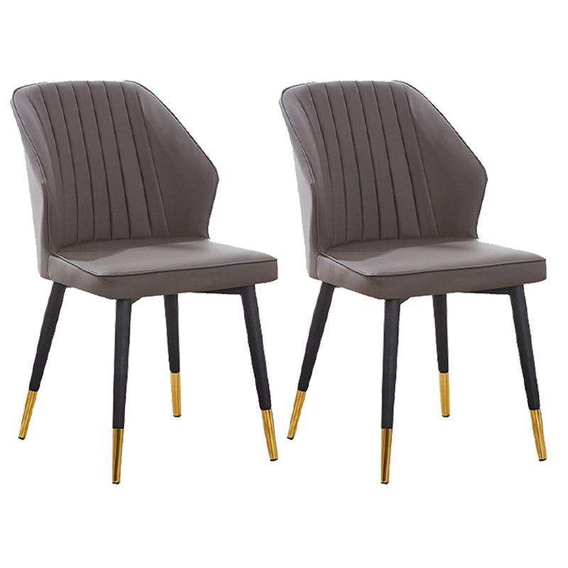 Modern Style Dining Side Chair with Metal Legs Armless Chair for Kitchen