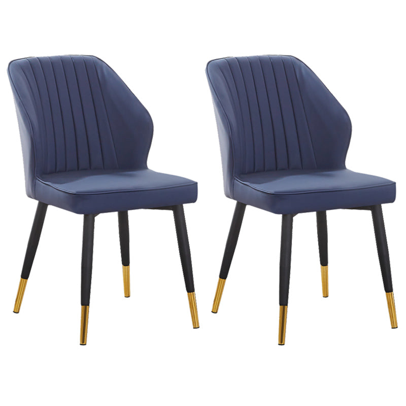 Modern Style Dining Side Chair with Metal Legs Armless Chair for Kitchen