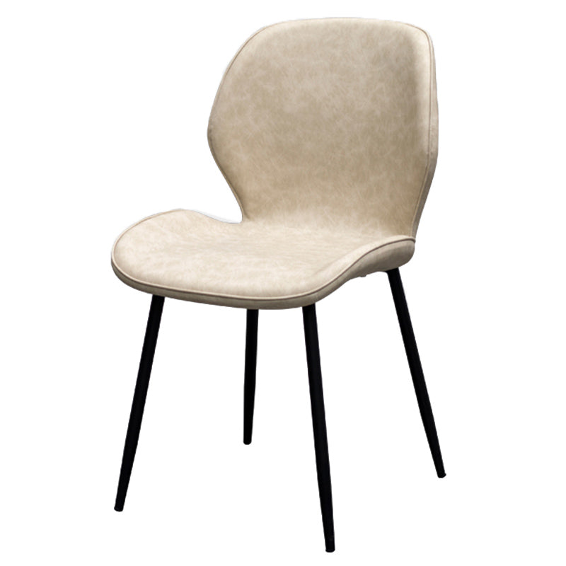 Chaise d'appoint de restaurant scandinave en cuir PU, chaise de salle à manger finition mate Parsons