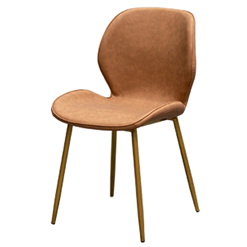 Chaise d'appoint de restaurant scandinave en cuir PU, chaise de salle à manger finition mate Parsons