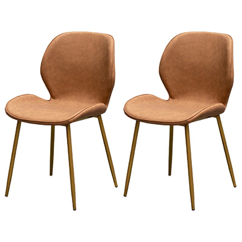 Chaise d'appoint de restaurant scandinave en cuir PU, chaise de salle à manger finition mate Parsons
