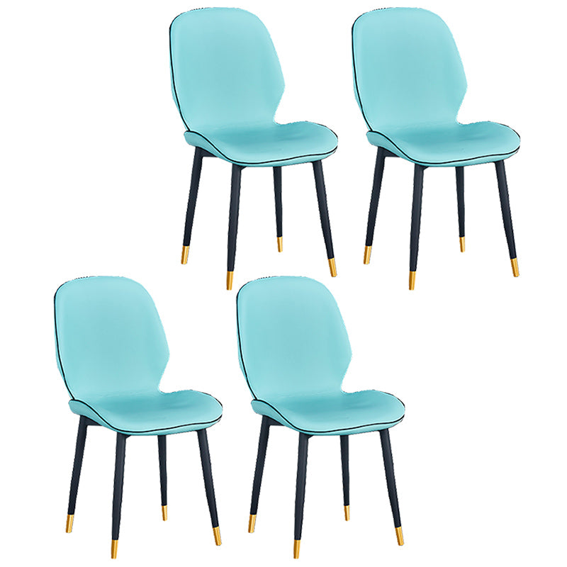 Chaise d'appoint scandinave pour la maison, chaise de salle à manger rembourrée en métal à dossier solide