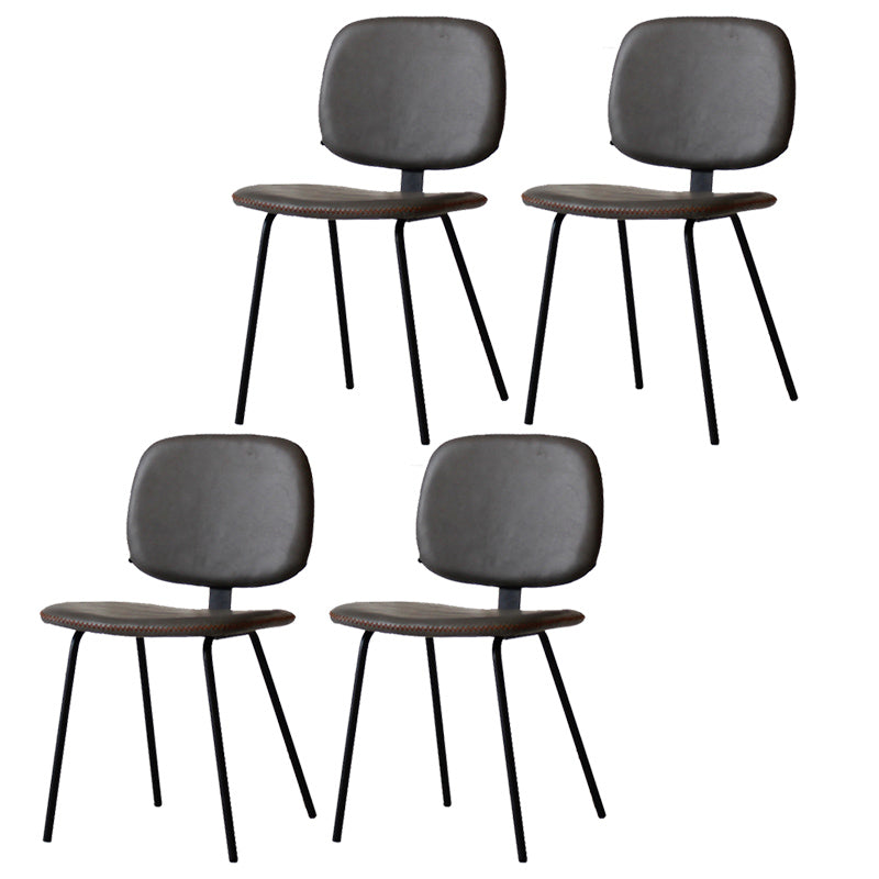 Chaise d'appoint scandinave à la maison, chaise de salle à manger rembourrée en métal à dossier ouvert