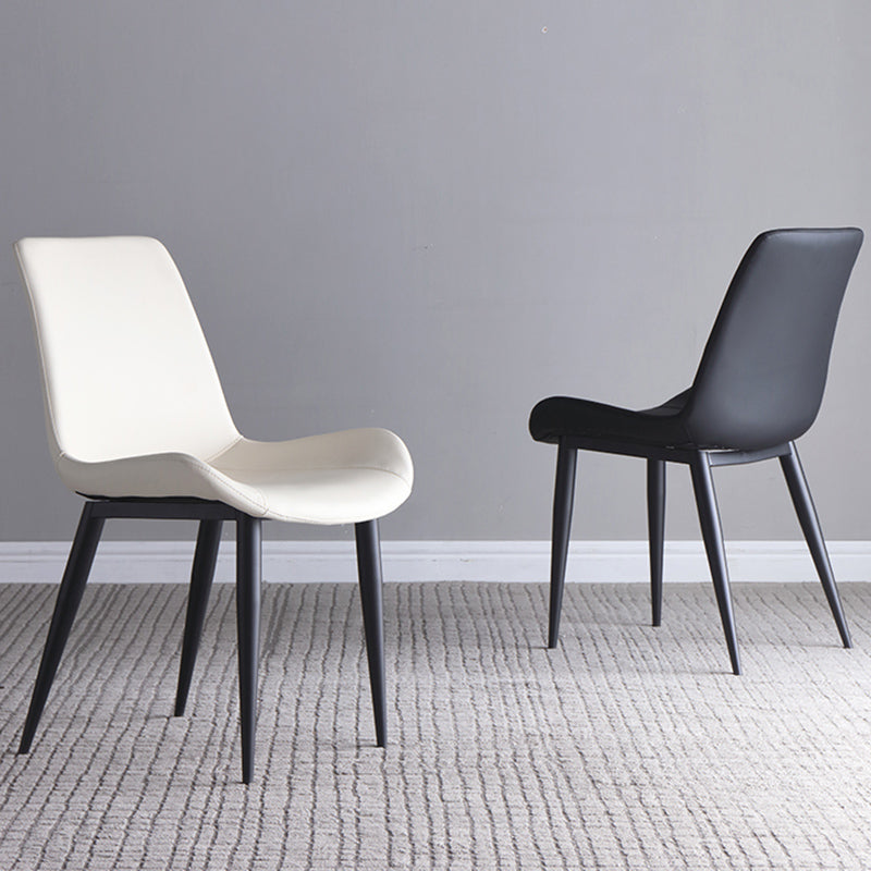 Leather Contemporary Restaurant Side Chair Parsons Matte Finish Dining Chair