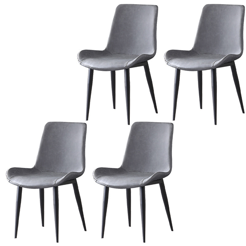Leather Contemporary Restaurant Side Chair Parsons Matte Finish Dining Chair
