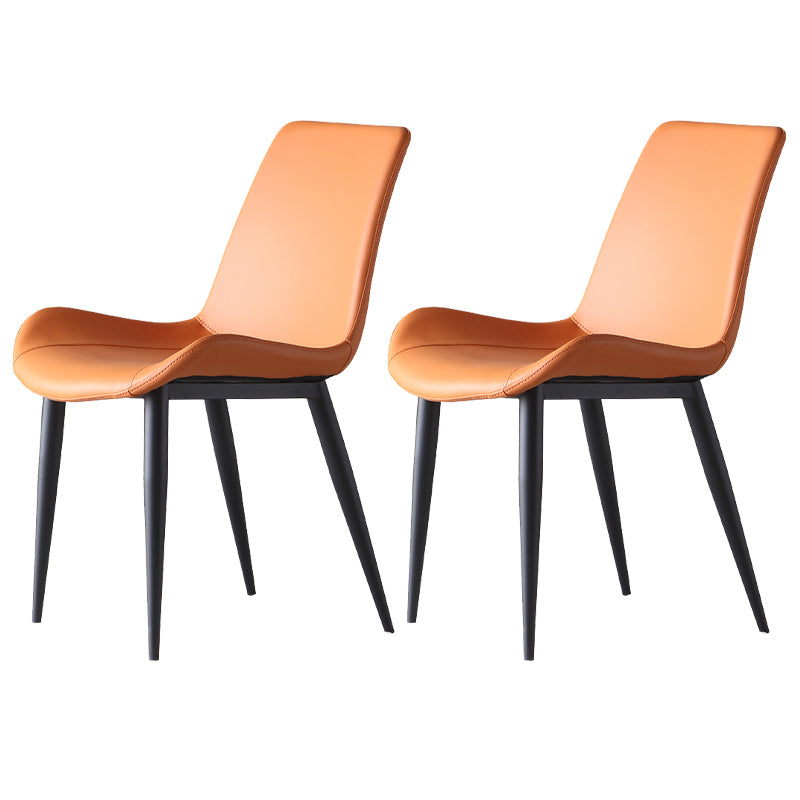 Chaise d'appoint en cuir pour restaurant contemporain, chaise de salle à manger au fini mat Parsons