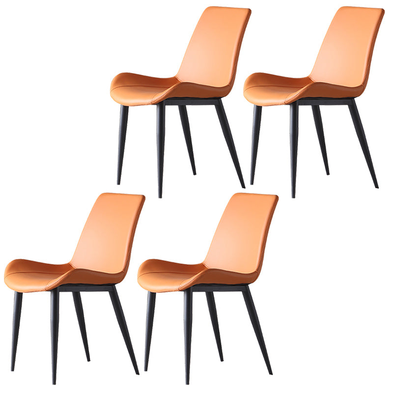 Leather Contemporary Restaurant Side Chair Parsons Matte Finish Dining Chair