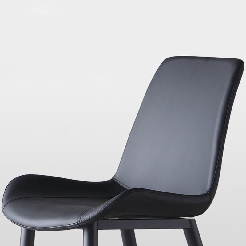 Leather Contemporary Restaurant Side Chair Parsons Matte Finish Dining Chair