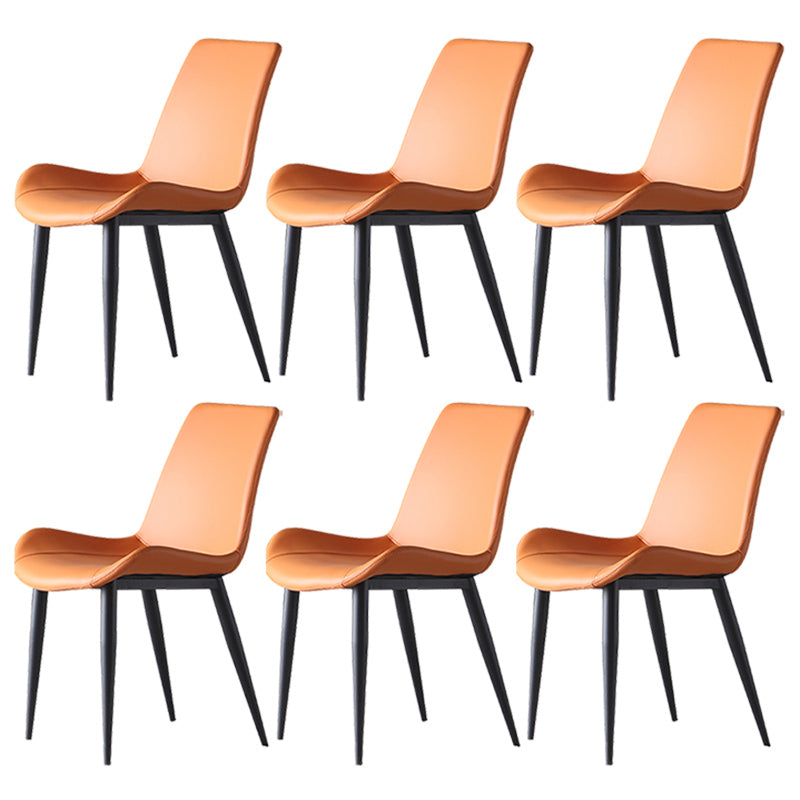 Leather Contemporary Restaurant Side Chair Parsons Matte Finish Dining Chair
