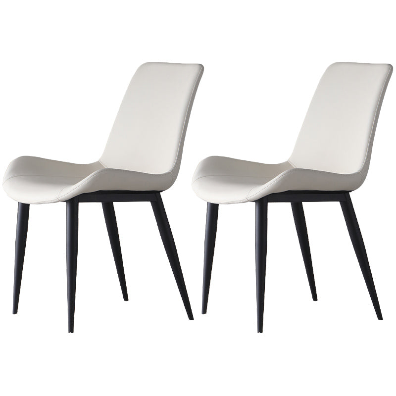 Leather Contemporary Restaurant Side Chair Parsons Matte Finish Dining Chair