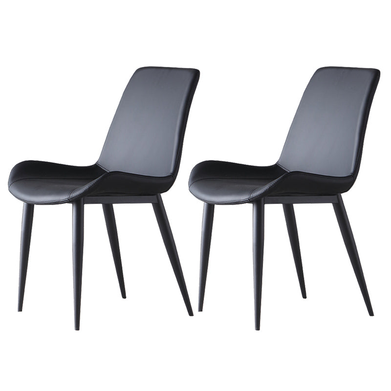 Chaise d'appoint en cuir pour restaurant contemporain, chaise de salle à manger au fini mat Parsons