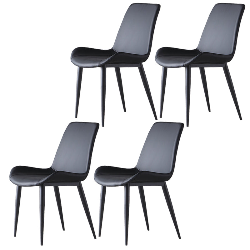 Leather Contemporary Restaurant Side Chair Parsons Matte Finish Dining Chair