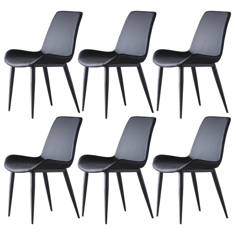 Leather Contemporary Restaurant Side Chair Parsons Matte Finish Dining Chair