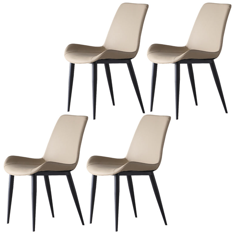 Leather Contemporary Restaurant Side Chair Parsons Matte Finish Dining Chair