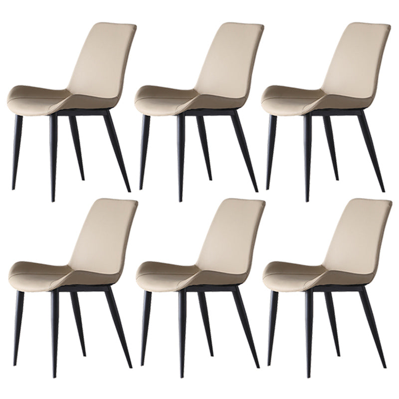 Leather Contemporary Restaurant Side Chair Parsons Matte Finish Dining Chair