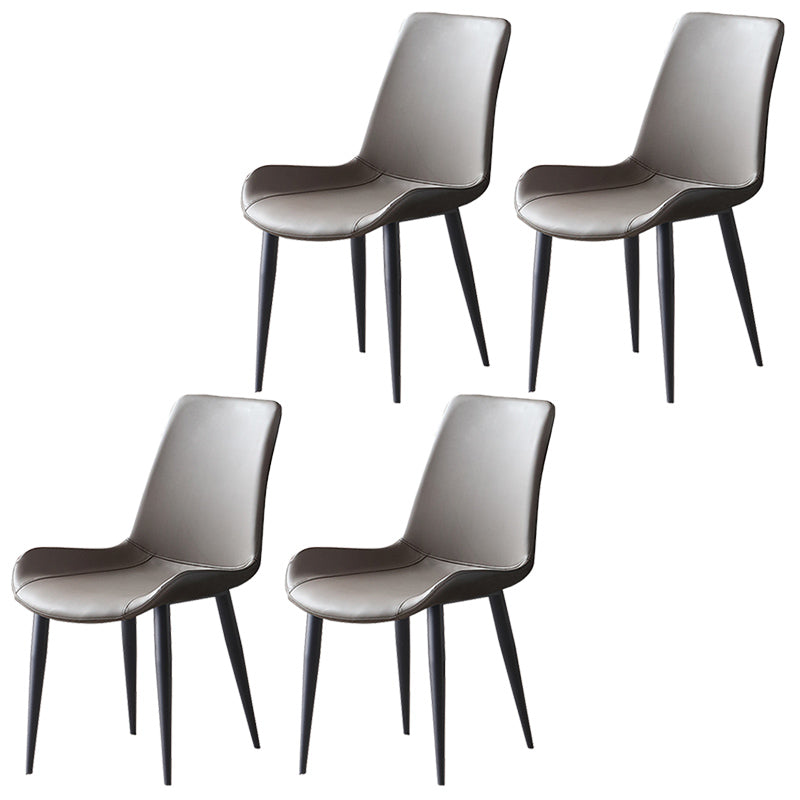 Leather Contemporary Restaurant Side Chair Parsons Matte Finish Dining Chair