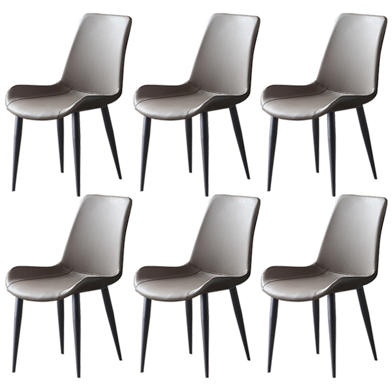 Leather Contemporary Restaurant Side Chair Parsons Matte Finish Dining Chair
