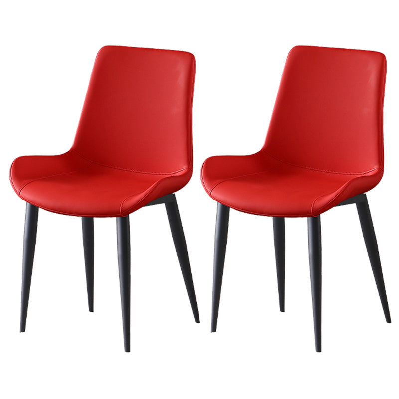 Leather Contemporary Restaurant Side Chair Parsons Matte Finish Dining Chair